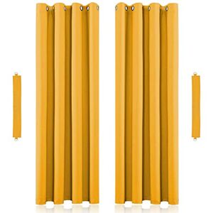 John Aird Eyelet Thermal Energy Saving Blackout Curtains Inc Tie Backs (Ochre, 229cm Width x 183cm Drop (90"x 72")