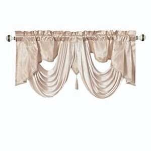 GOHD Golden Ocean Home Decor GOHD Valarie Fancy Window Valance. 54 x 18. Taffeta Fabric with Soft Satin Swag. Add Some Royal luxruy Accent to Your Home. (Coffee)