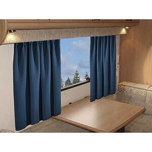 Olivia Rocco Tape Top Plain Woven Blackout Curtains For Caravans Motorhome Campervan Pelmet Pencil Pleat Panels Plain Fabric (Navy, 114 x 121 cm)