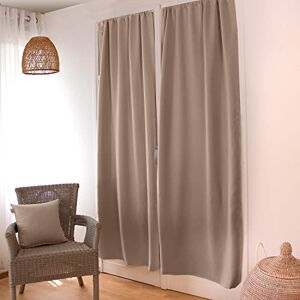 ED Enjoy Home - Opaque door curtain with 8 chrome-plated metal eyelets, diameter 4 cm, 100% polyester, 210 g/m² - 90 x 210 cm, natural - ready to hang - easy to clean