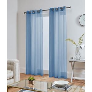 John Aird Lucy Pair Woven Voile Eyelet Top Curtain Panel (Blue, 58" Wide x 54" Drop)