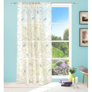 John Aird Bird Voile Slot Top Curtain Panel (Natural), 55" Wide x 54" Drop