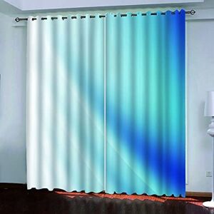 Generic Eyelet Curtains Blue Gradient 3D Microfiber Blackout Fabric Eyelet Noise Reducing Window Drapes For Children'S Room Living Room Bedroom Home Decoration Set 280(W) X 250(H) Cm -3P9V+U3S6-8