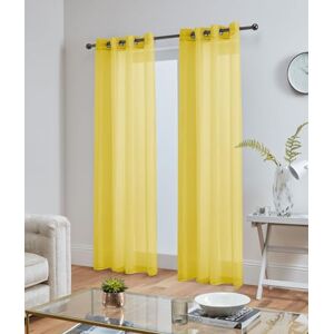 John Aird Lucy Pair Woven Voile Eyelet Top Curtain Panel (Yellow, 58" Wide x 81" Drop)