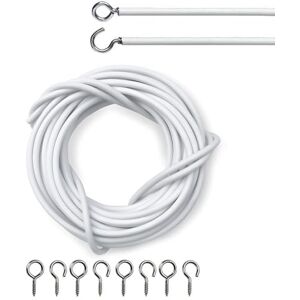 Zuvo Net Curtain Wire with Hooks and Eyes - 3 m Extra Strong Curtain Wire with 4 Hooks and Eyes - Perfect Curtain Wire Kit