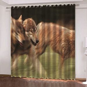 Generic Blackout Curtains 2 Panels 3D Printed Animal Wolf Thermal Insulated Window Curtain Treatment Solid Eyelet Curtains For Children'S Rooms Living Room Bedroom Office 280(W) X 250(H) Cm -5K1M-U9P4-1