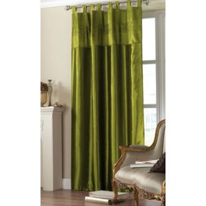 HomCare textiles Sequin Embroidered Taffeta Tab Top Faux Silk Curtain Panel 90" Drop (Fern)