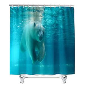 Oduo Shower Curtains Mould Proof Resistant Washable, 3D Polar Bear Print Shower Curtains Waterproof Bath Curtain with 10-12 Hooks - Shower Curtain for Bathroom (Seawater,120x180cm)