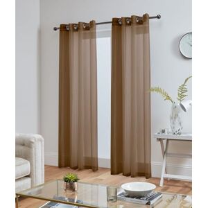 John Aird Lucy Pair Woven Voile Eyelet Top Curtain Panel (Mocha, 58" Wide x 90" Drop)