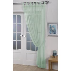 John Aird Woven Voile Tab Top Curtain Panel - Free Tieback Included (Pastel Green, 60" Wide x 54" Drop)