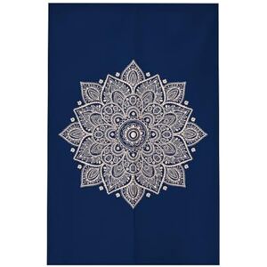 DOTBUY-SHOP Door Curtain, Mandala Print Indoor Blackout Curtains Cotton Linen Fly Curtains for Doors for Kitchen, Living Room, Window Curtain Decorative Cut Off Door Blinds (Blue,65x90cm)