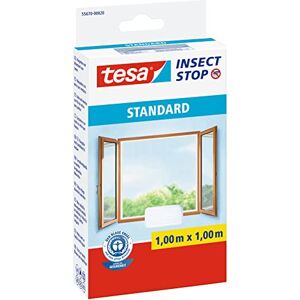 tesa UK tesa Insect Stop Hook and Loop STANDARD for Windows - Self Adhesive Window Fly Screen - Cut to Desired Size - in White, 100 cm x 100 cm