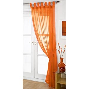 John Aird Woven Voile Tab Top Curtain Panels - Free Tieback Included (Orange, 60" Wide x 54" Drop)