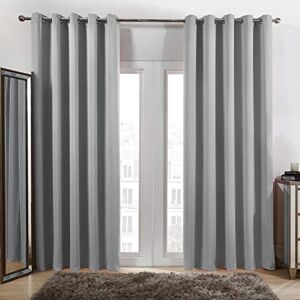 Dreamscene Silver Curtains 46 x 54, Eyelet Blackout Curtains for Bedroom Living Room Modern Super Soft Decorative Insulated Lined Curtains Set for Summer Winter