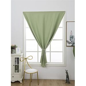 FANSU Solid color Blackout Curtain for Doorways and Windows, Removable Black Out Fabric Blind - No Drilling Required Easy to Stick on with Velcro, for Bedroom Livingroom (apple green,80x130cm)