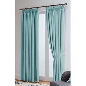 John Aird Thermal Energy Saving Blackout Tape Top Curtains - Matching Tiebacks Included (Aqua, 229 x 137cm (90"x 54"))