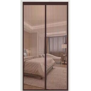 GerRit Summer Anti-Mosquito Door Curtain Magnetic Summer Partition Curtain Screen Window Home Bedroom Free Punch Self-Priming Magnet (Color : Brown Stripes, Size : W110cm x h210cm)