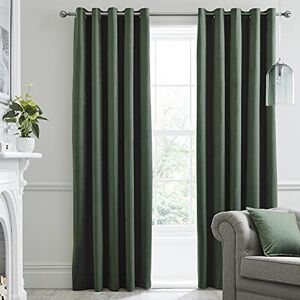 SAKAFU Laurence Llewelyn-Bowen Montrose Blackout, W46 x L54 (117 x 137cm), Velvet Living Room & Bedroom, Dark Thermal/Eyelet Curtains, Polyester, Olive Green