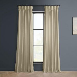 HPD Half Price Drapes VPYC Heritage Plush Velvet Curtain (1 Panel), 50 X 84, Macchiato Beige