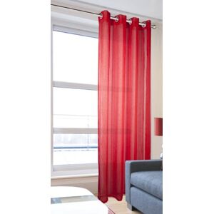 John Aird Leona - Muslin/Linen Effect Eyelet Ring Top Voile Curtain Panel - Tieback Included (Red, 56"x54")