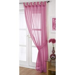 John Aird Woven Voile Tab Top Curtain Panel - Free Tieback Included (Fuchsia, 60" Wide x 54" Drop)