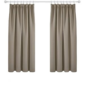 Deconovo Home Decorative Pencil Pleat Curtains Thermal Insulated Blackout Curtains for Living Room 46x54 Inch Khaki 2 Panels