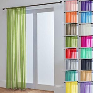 John Aird Lucy Woven Voile Slot Top Curtain Panels (Lime, 58" Wide x 90" Drop)