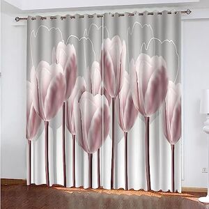Generic Blackout Curtains Eyelet 140 X 160 Cm 2 Panels, Super Soft Thermal Insulated Ring Top Curtains For Nursery Bedroom Living Room Decoration Window Treatments, 3D Pink Fashion Bouquet -0N4C4P3U8Y2F9A3B4X