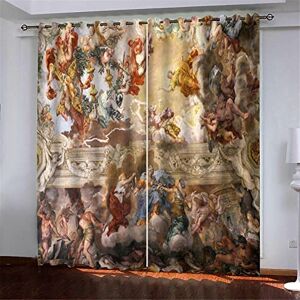 Generic Blackout Curtains 3D Abstract Plants Eyelet Curtains Super Soft Thermal Curtains 140(W) X 160(H) Cm Polyester Blocking Window Treatments Energy Saving For Boys' Bedroom/Kitchen, 2 Pieces -7X5P-U5P9-6