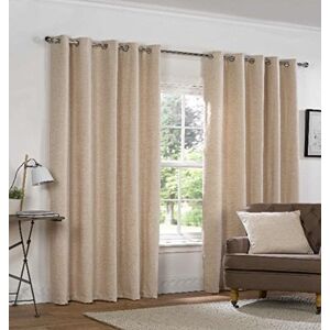 Rapport Home Heavyweight Chenille Eyelet/Ring Top Lined Pair of Curtains, 90 X 90 inch, Polyester, Natural Beige, 36x26x17.5 cm