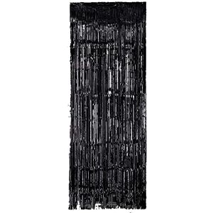 Party Perfecto METALLIC TINSEL DOOR FOIL DOOR CURTAIN Streamers Backdrop Fringe Use for Birthday Wedding Party DIY Photo Booth Decorations Door Window Backdrop Background Photo Props (Black)