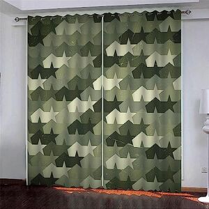 Generic Boys Bedroom Curtains Blackout 140 X 160 Cm 2 Panels - 3D Printed Black And White Camouflage Pattern - Super Soft Thermal Insulated Eyelet Ring Top Curtains For Living Room Home Decoration -3P0X8D2H9U