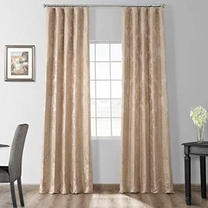 HPD Half Price Drapes Designer Damask Curtains for Room Decorations Faux Silk 50 X 96 (1 Panel), JQCH-20122011-96, Beige & Gold, Polyester Blend, 50 in x 96 in