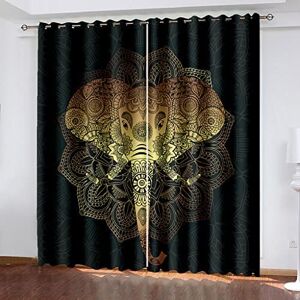 Generic Blackout Curtains 3D Brown Petal Elephant Eyelet Curtains Super Soft Thermal Curtains 280(W) X 250(H)Cm Polyester Blocking Window Treatments Energy Saving For Boys' Bedroom/Kitchen, 2 Pie -6C7P/U0W7-8