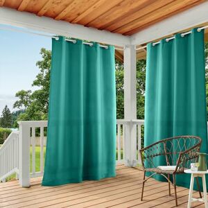 Exclusive Home Curtains EH8112-03 2-108G Indoor/Outdoor Solid Cabana Grommet Top Window Curtain Panel, Polyester, Teal, 54x108