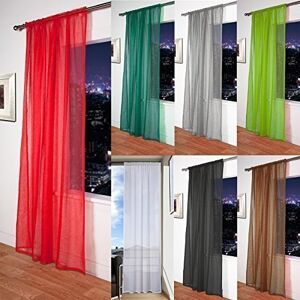 John Aird Mosul - Muslin/Linen Slot Top Voile Curtain Panel (Red, 56"x48")