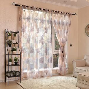 Rooeling Semi Sheer Curtains,Floral Semi Sheer Curtains - Curtains Sheer Privacy Window Drapes Light Filtering 39x98in for Living Room Dining