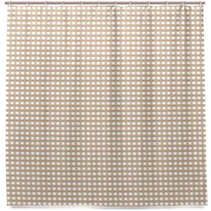 Josid Gingham Pattern Check Beige Plaid Shower Curtain Polyester Fabric Decorative Bath Curtain Home Decorations with 12 Hooks 72" x 72"