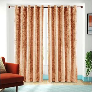 PRiME Santiago Curtain Crushed Velvet Fully Lined for Room Darkening Curtains Bedroom Decoratively Curtains With pair of Tiebacks (Santiago-Beige, 46x90)