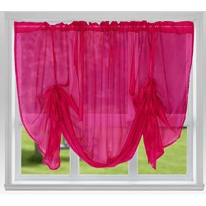 John Aird Voile Tie Blind Curtain Panels 87" Wide x 54" Drop (Fuchsia)