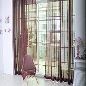 wuayi Window Curtains, Pure Color Window Curtain Door Tulle Drape Panel Sheer Scarf Valances for Children Bedroom, Living Room, Study Room and Home Decoration (Brown)