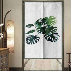 DOTBUY-SHOP Door Curtain, Green Foliage Indoor Blackout Curtains Linen Fly Curtains for Doors for Bistro, Kitchen, Sushi, Window Curtain Decorative Cut Off Door BlindsA (65x90,Banana Leaf)