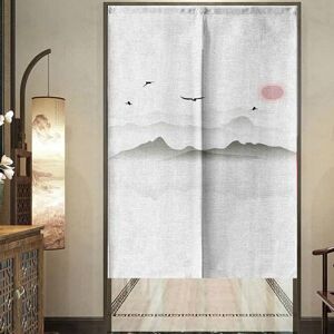 DOTBUY-SHOP Door Curtain, Afterglow Indoor Blackout Curtains Linen Fly Curtains for Doors for Bistro, Kitchen, Sushi, Window Curtain Decorative Cut Off Door BlindsA (White,65x90)