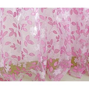 Janly Clearance Sale Leaf Sheer Curtain Tulle Window Treatment Voile Drape Valance 1 Panel Fabric , Home Decor for Easter Day (Pink)