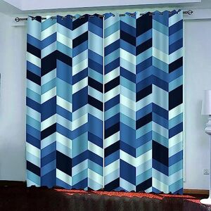 Generic Thermal Insulated Blackout Curtains 140(W) X 160(H) Cm Colorful Plaid Stripes 3D Hd Printing, Blackout Blind Curtains Block Out Sunlight/Heat Gain, Suitable For Living Room Bedroom Childrens -7N5C5U8P