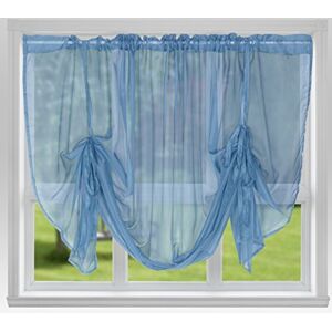 John Aird Voile Tie Blind Curtain Panels 87" Wide x 54" Drop (Blue)