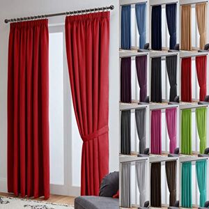 John Aird Thermal Energy Saving Blackout Tape Top Curtains - Matching Tiebacks Included (Red, 229 x 137cm (90"x 54"))