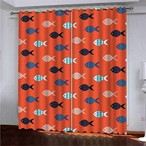 Generic Blackout Curtain Thermal Insulated Cute Fish 3D Super Soft Polyester Noise Reduction Blackout Eyelet Curtains For Child Bedroom Living Room Office Home Decoration 280(W) X 250(H) Cm -7P1M/U5M1-4