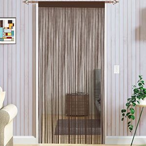 Taiyuhomes String Door Curtains Fly Screen Curtain For Window Decorations Living Room Doorways Crystal Plain Tassel (90x245cm) Coffee