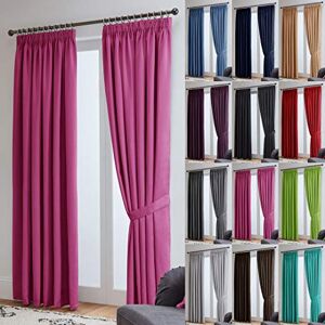 John Aird Thermal Energy Saving Blackout Tape Top Curtains - Matching Tiebacks Included (Fuchsia, 117 x 229cm (46"x 90"))